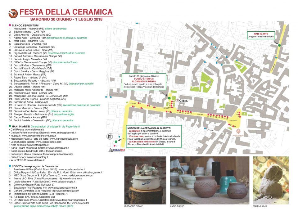 Festa della ceramica Saronno 2018 - cartina