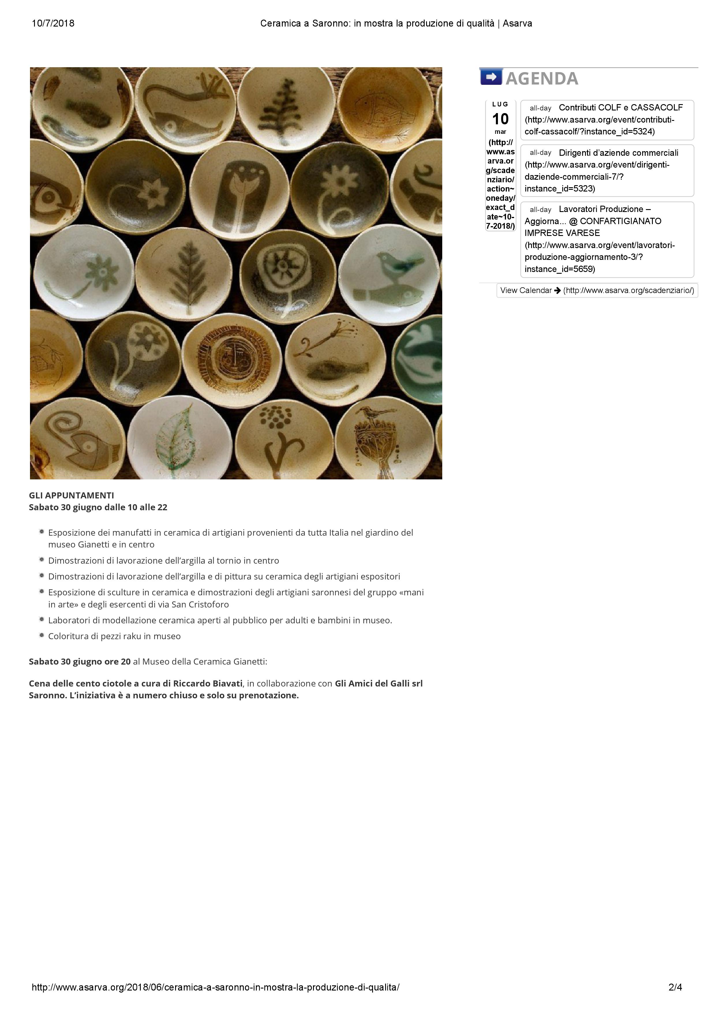 Asarva_confartigianato_Ceramica a Saronno_ in mostra la produzione di qualità